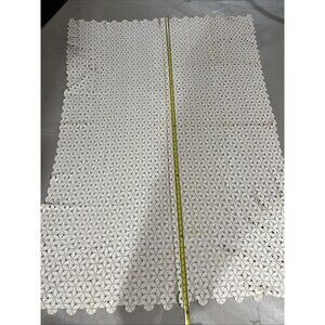 Vintage Hand Crochet Lace Tablecloth Ecru 72”x48” Scalloped Edge